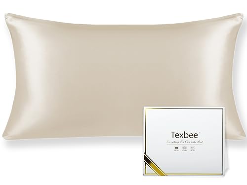 Texbee Seidenkissenbezug 40x80cm für Haar und Haut 1PC Beide Seiten Natürliche Kissenbezug Seide mit verstecktem Reißverschluss Weiche Atmungsaktive Glatte Standardgröße-Beige von Texbee