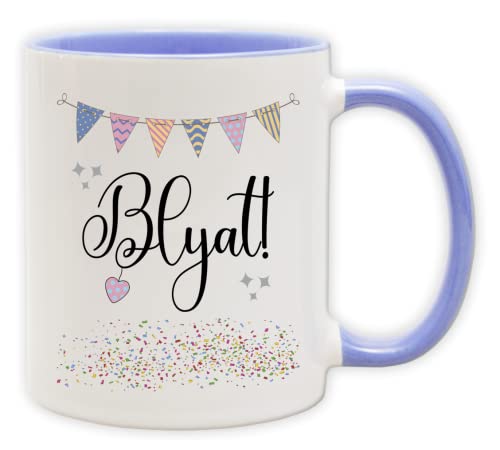 Tasse - Party Becher mit Spruch - lustige Statements als Geschenk (Henkel&Innen_Blau, Blyat!) von Texmacher