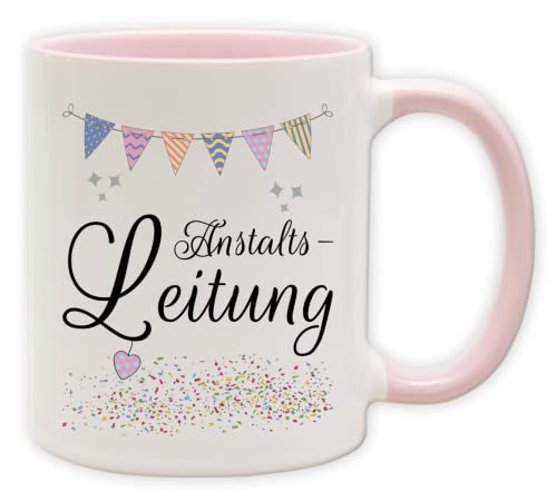 Tasse - Party Becher mit Spruch - lustige Statements als Geschenk (Henkel&Innen_Pink, Anstalts-Leitung) von Texmacher