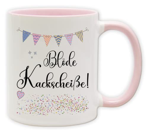 Tasse - Party Becher mit Spruch - lustige Statements als Geschenk (Henkel&Innen_Pink, Blöde Kackscheiße!) von Texmacher