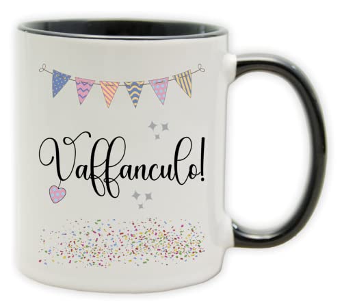 Tasse - Party Becher mit Spruch - lustige Statements als Geschenk (Henkel&Innen_Schwarz, Vaffanculo!) von Texmacher