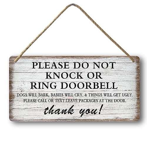 Baby Sleeping Sign For Front Door Please Do Not Knock Or Ring Doorbell Sign Funny Welcome Go Away Signs No Soliciting Sign For Home Don't Disturb" Hängeschild Wanddekoration von Texsource