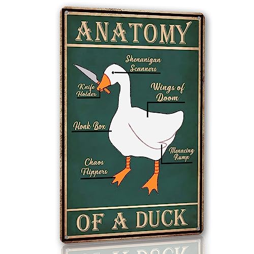 Retro Duck Wissen Metall Blechschild Magnetische Gans Anatomie Ente Wandkunst Dekor Pathetic Duck Badezimmer Poster Lustige Straßenschilder Enten Outdoor Decor Ente Malerei Poster 20,3 x 30,5 cm von Texsource