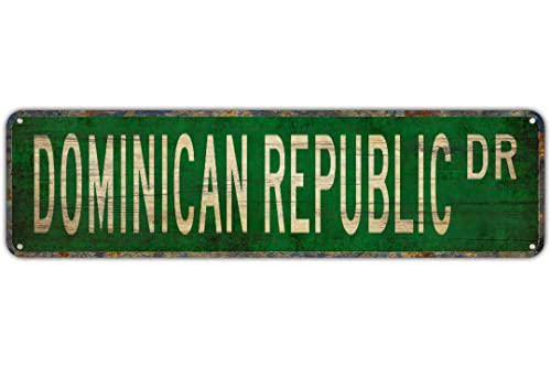 Straßenschild Dominikanische Republik Schild Dominikanische Republik Dekor Dominikanische Straßenschild Aluminium Metallschild Rustikales Blechschild Retro Wanddekoration 10 x 40 cm von Texsource