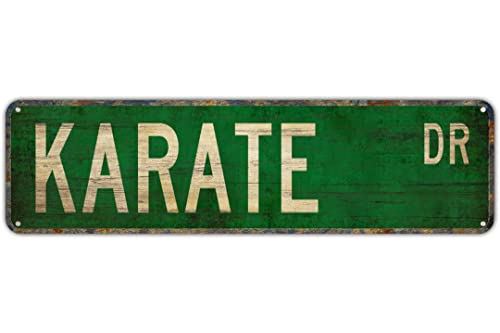 Straßenschild Karate Karate Schild Karate Fan Karate Teilnehmer Karate Hinterhof Bar Wanddekoration Rustikales Wohnen Blechschild Wanddekoration 40,6 x 10,2 cm von Texsource