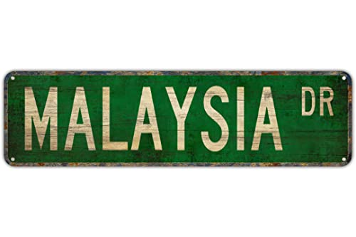 Straßenschild Malaysia Malaysia Geschenk Malaysia Schild Malaysia Besucher Straßenschild Aluminium Metallschild Rustikales Blechschild Retro Wanddekoration 10 x 40 cm von Texsource