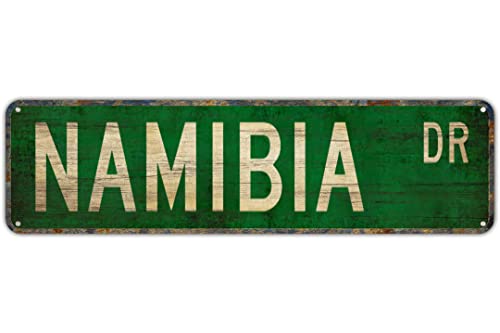 Straßenschild Namibia Namibia Geschenk Namibia Schild Souvenir Schild Namibia Straßenschild Aluminium Metallschild Rustikales Blechschild Retro Wanddekoration 10 x 40 cm von Texsource