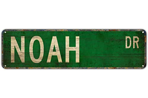 Straßenschild Noah Noah Schild Noah Geschenk Noah Decor Noah Fan Kind Geschenk Verkehrsschilder 40,6 x 10,2 cm Straßenschilder für Schlafzimmer Kaffee Bar Schild Indoor Outdoor Metallschild von Texsource