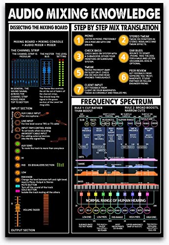 Texsource Vintage Audio Mixing Poster, Wandkunst, 20 x 30 cm, für Komponisten, Büro, Musikstudio, Zuhause, Club, Dekoration, Ungerahmt, Aluminium, Wandmontage von Texsource