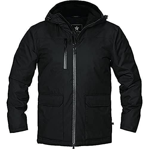 Texstar FJ65 Herren Lange Winter Jacke, Größe 2XL, Schwarz von Texstar