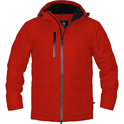 Texstar FJ65 Herren Lange Winter Jacke, Größe 4XL, Rot von Texstar