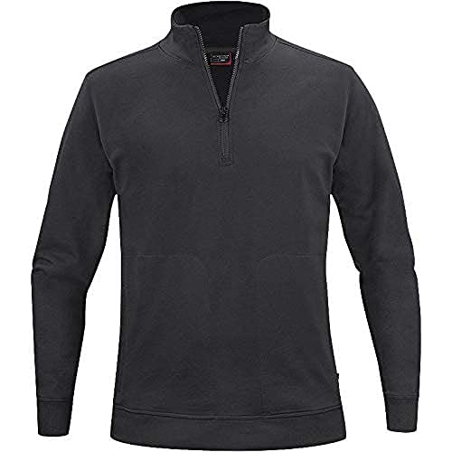 Texstar SW18 Unisex Crew Halbes Reißverschluss Sweatshirt, Größe M, Schwarz von Texstar