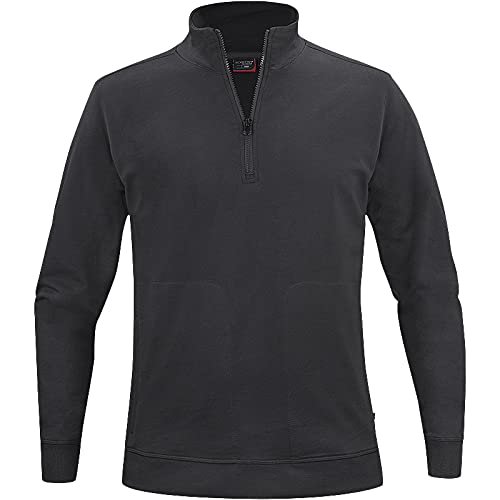 Texstar SW18 Unisex Crew Halbes Reißverschluss Sweatshirt, Größe XL, Schwarz von Texstar