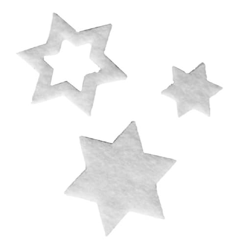 Textil-deko Stern, Felt Star. 2 - 4 cm, Weiß. Hochzeit, Hängend. Filz (100% Polypropylen). 5 gr, ca. 25-45 Teile. von Textil-deko