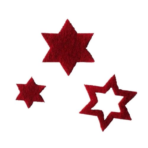 Stern, Sterne aus Filz. Streudeko. 5 gr. ca. 30-45 Teile. Ca. 2-4 cm. In Bordeaux bd von Textil-deko