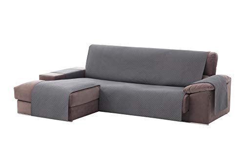 Textil-home Adele Chaise Longue Sofa Bezug, Schutz für Linke Arm Gesteppte Sofas. Größe -200cm. Farbe Grau (Vorderansicht) von Textil-home