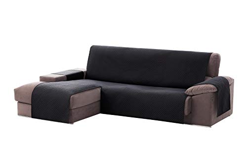 Textil-home Adele Chaise Longue Sofa Bezug, Schutz für Linke Arm Gesteppte Sofas. Größe -200cm. Farbe schwarz (Vorderansicht) von Textil-home