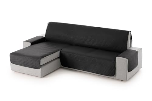 Textil-home Adele Chaise Longue Sofa Bezug, Schutz für Linke Arm Gesteppte Sofas. Größe -200cm. Farbe schwarz (Vorderansicht) von Textil-home
