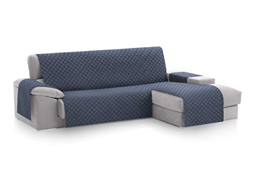 Textil-home MALU Chaise Longue Sofa Bezug, Schutz für Rechtsarm Gesteppte Sofas - sofaueberwurf L Form - Größe -240cm. Farbe Blau (Vorderansicht) von Textil-home
