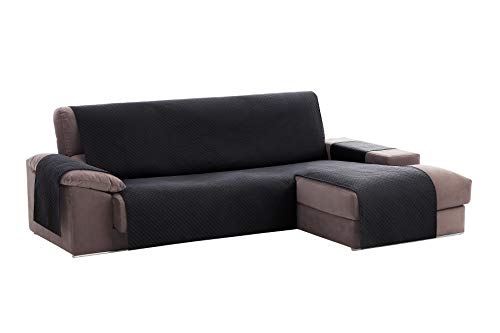 Textil-home Adele Chaiselongue Sofabezug, Beschützer für Rechtsarm Gesteppte Sofas. Größe -200cm. Farbe schwarz (Vorderansicht) von Textil-home