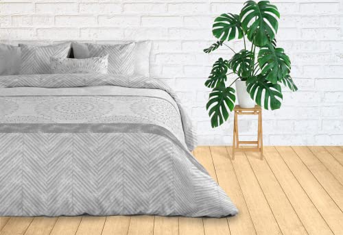 Textil-home Bettwäsche-Set Mikrofaser Mandala, Bettbezug 180 (260x240cm) - Inklusive 2 Kissenbezug 70x40cm. Grau Farbe von Textil-home