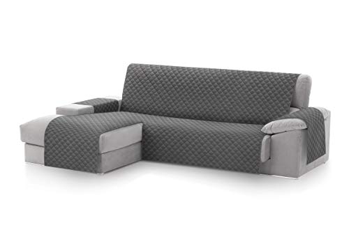 Textil-home MALU Chaise Longue Sofa Bezug, Schutz für Linke Arm Gesteppte Sofas - sofaueberwurf L Form - Größe -240cm. Farbe Grau (Vorderansicht) von Textil-home