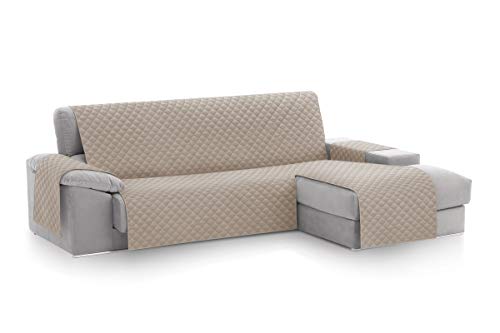 Textil-home MALU Chaise Longue Sofa Bezug, Schutz für Rechtsarm Gesteppte Sofas - sofaueberwurf L Form - Größe -240cm. Farbe Beige (Vorderansicht) von Textil-home