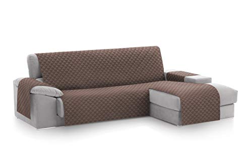 Textil-home MALU Chaise Longue Sofa Bezug, Schutz für Rechtsarm Gesteppte Sofas - sofaueberwurf L Form - Größe -240cm. Farbe Braun (Vorderansicht) von Textil-home