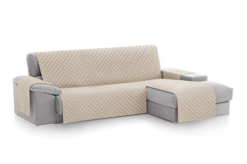 Textil-home MALU Chaise Longue Sofa Bezug, Schutz für Rechtsarm Gesteppte Sofas - sofaueberwurf L Form - Größe -240cm. Farbe Elfenbein (Vorderansicht) von Textil-home