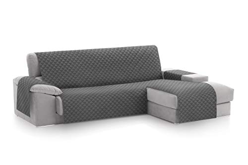 Textil-home MALU Chaise Longue Sofa Bezug, Schutz für Rechtsarm Gesteppte Sofas - sofaueberwurf L Form - Größe -240cm. Farbe Grau (Vorderansicht) von Textil-home