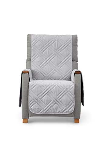 Textil-home Sesselschoner Relax Luka, 1 Sitzer 55cm - Sofaüberwurf Reversibel gepolsterter Sofaschutz. Sofaschoner Hellgrau von Textil-home