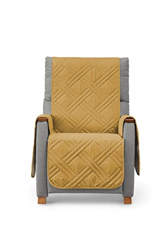 Textil-home Sesselschoner Relax Luka, 1 Sitzer 55cm - Sofaüberwurf Reversibel gepolsterter Sofaschutz. Sofaschoner Senf von Textil-home