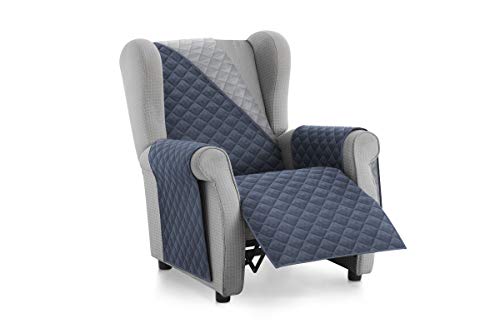 Textil-home Sesselschoner Relax MALU, 1 Sitzer - Reversibel gepolsterter Sofaschutz. Farbe Blau von Textil-home