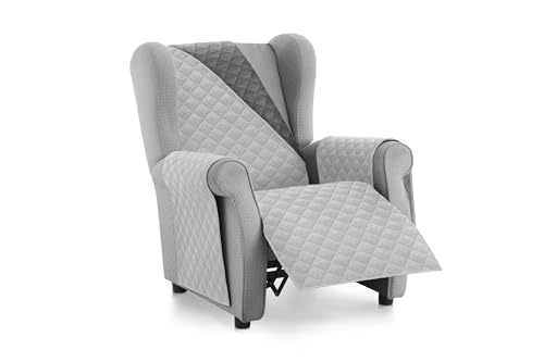 Textil-home Sesselschoner Relax MALU, 1 Sitzer - Reversibel gepolsterter Sofaschutz. Farbe Hellgrau von Textil-home