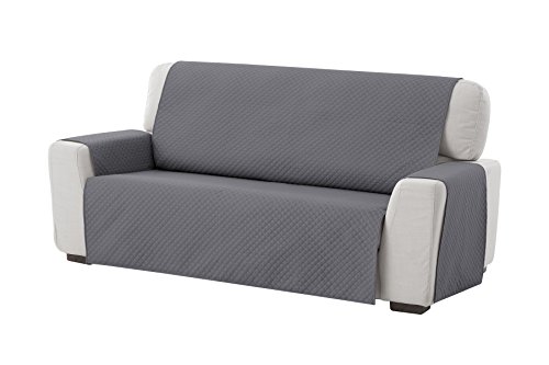 Textil-home Sesselschoner Sofaüberwurf Adele, 3 Sitzer - Reversibel gepolsterter Sofaschutz. Farbe Grau von Textil-home