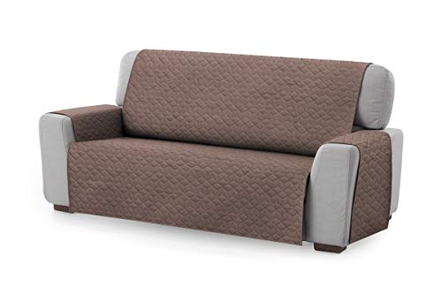 Textil-home Sesselschoner Sofaüberwurf Circus, 2 Sitzer - Reversibel gepolsterter Sofaschutz. Farbe Braun von Textil-home