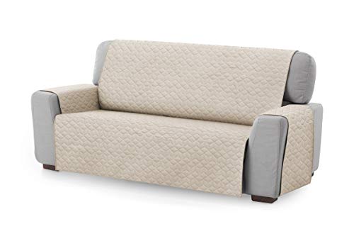 Textil-home Sesselschoner Sofaüberwurf Circus, 3 Sitzer - Reversibel gepolsterter Sofaschutz. Farbe Elfenbein von Textil-home