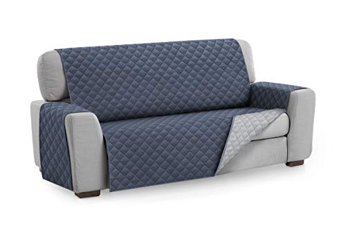 Textil-home Sesselschoner Sofaüberwurf MALU, 2 Sitzer - Reversibel gepolsterter Sofaschutz. Farbe Blau von Textil-home