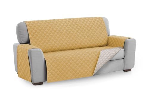 Textil-home Sesselschoner Sofaüberwurf MALU, 2 Sitzer - Reversibel gepolsterter Sofaschutz. Farbe Senffarbe von Textil-home