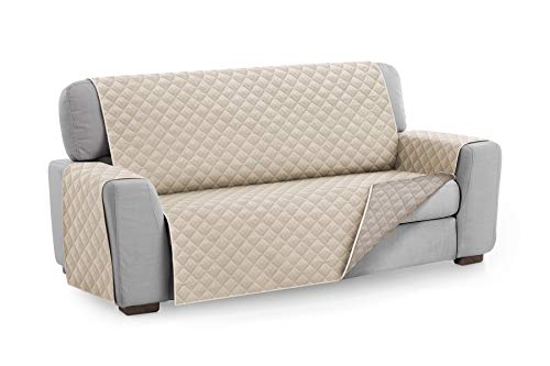 Textil-home Sesselschoner Sofaüberwurf MALU, 3 Sitzer - Reversibel gepolsterter Sofaschutz. Farbe Elfenbein von Textil-home