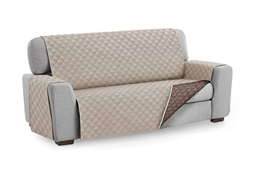 Textil-home Sesselschoner Sofaüberwurf MALU, 4 Sitzer - Reversibel gepolsterter Sofaschutz. Farbe Beige von Textil-home