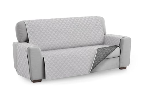 Textil-home Sesselschoner Sofaüberwurf MALU, 4 Sitzer - Reversibel gepolsterter Sofaschutz. Farbe Hellgrau von Textil-home