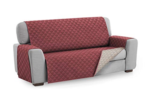 Textil-home Sesselschoner Sofaüberwurf MALU, 4 Sitzer - Reversibel gepolsterter Sofaschutz. Farbe Rot von Textil-home