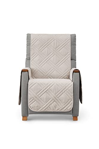 Textil-home Sesselschoner Relax Luka, 1 Sitzer 55cm - Sofaüberwurf Reversibel gepolsterter Sofaschutz. Sofaschoner Elfenbein von Textil-home