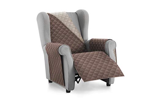 Textil-home Sesselschoner Relax MALU, 1 Sitzer - Reversibel gepolsterter Sofaschutz. Farbe Braun von Textil-home