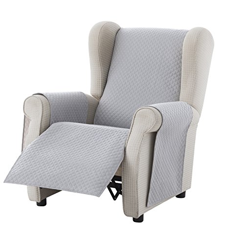 Textil-home Sesselschoner Sofaüberwurf Adele, 1 Sitzer/Relax - Reversibel gepolsterter Sofaschutz. Farbe Hellgrau von Textil-home