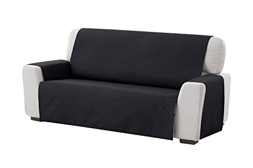 Textil-home Sesselschoner Sofaüberwurf Adele, 2 Sitzer - Reversibel gepolsterter Sofaschutz. Farbe schwarz von Textil-home
