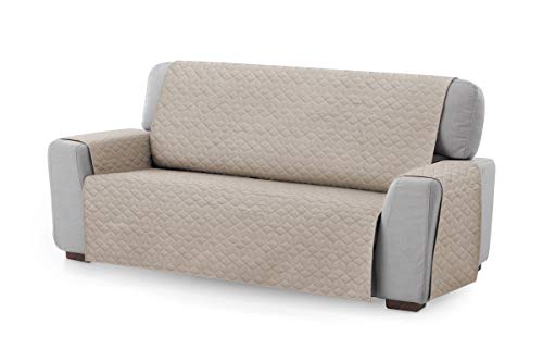 Textil-home Sesselschoner Sofaüberwurf Circus, 2 Sitzer - Reversibel gepolsterter Sofaschutz. Farbe Beige von Textil-home