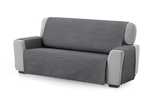 Textil-home Sesselschoner Sofaüberwurf Circus, 2 Sitzer - Reversibel gepolsterter Sofaschutz. Farbe Grau von Textil-home