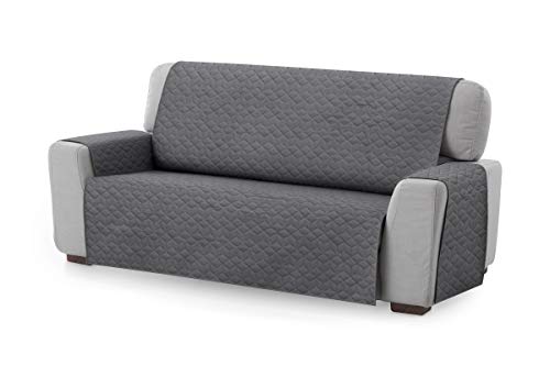Textil-home Sesselschoner Sofaüberwurf Circus, 3 Sitzer - Reversibel gepolsterter Sofaschutz. Farbe Grau von Textil-home